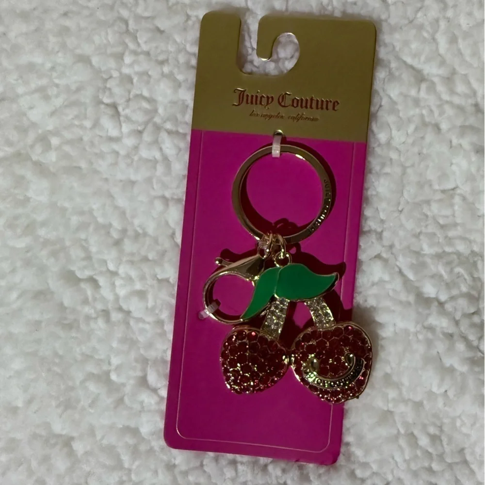 NWT Juicy Couture Cherry 🍒 Pave Charm Keychain